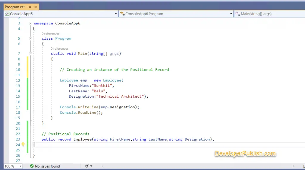 Records in C# 9.0 -> Exploring C# 9.0 Step by Step